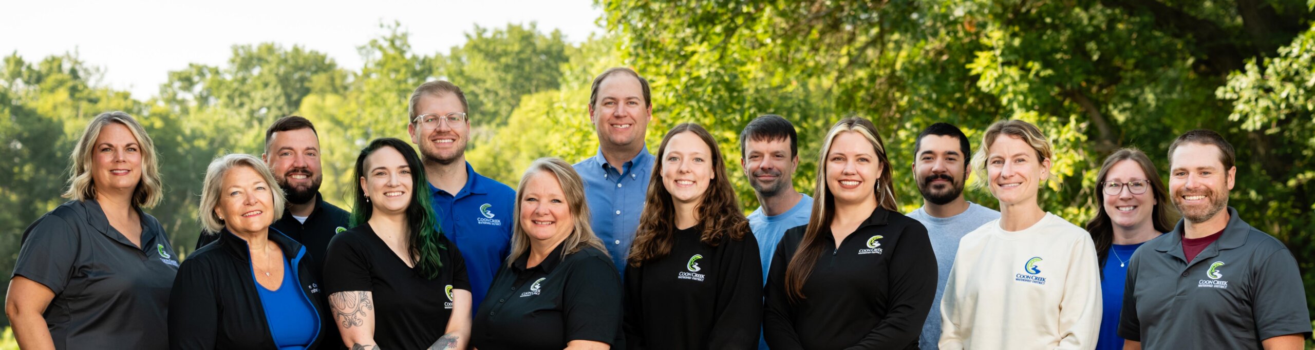 Photo of Coon Creek Watershed District Staff. Photo features 14 of the 15 staff members currently employed by the District as of August 2026.